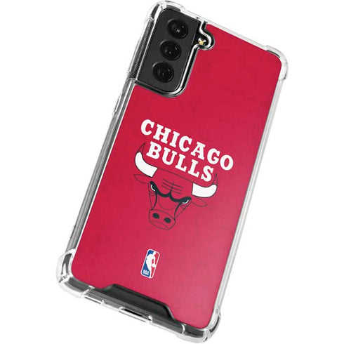 NBA Chicago Bulls Red Distressed Galaxy S21 FE Clear Case